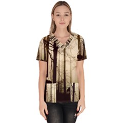 Forest Fog Hirsch Wild Boars Scrub Top by Simbadda