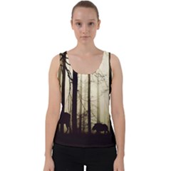 Forest Fog Hirsch Wild Boars Velvet Tank Top by Simbadda