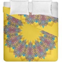 Star Quilt Pattern Squares Duvet Cover Double Side (king Size) by Simbadda