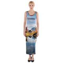 Dolomites Mountains Italy Alpine Fitted Maxi Dress by Simbadda
