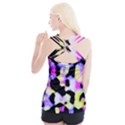 Watercolors shapes on a black background                                 Criss cross Back Tank Top View2