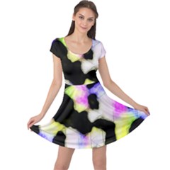 Watercolors Shapes On A Black Background                                 Cap Sleeve Dress by LalyLauraFLM