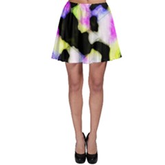 Watercolors Shapes On A Black Background                                  Skater Skirt by LalyLauraFLM