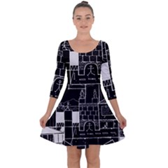 Drawing  Quarter Sleeve Skater Dress