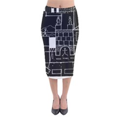 Drawing  Velvet Midi Pencil Skirt