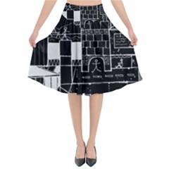 Drawing  Flared Midi Skirt