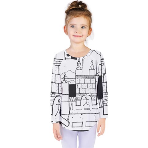 Drawing  Kids  Long Sleeve Tee by ValentinaDesign