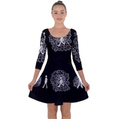 Drawing  Quarter Sleeve Skater Dress