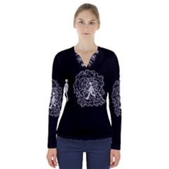 Drawing  V-neck Long Sleeve Top