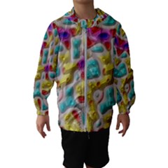 3d Shapes On A Grey Background                                   Hooded Wind Breaker (kids)