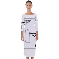 Drawing  Quarter Sleeve Midi Bodycon Dress by ValentinaDesign