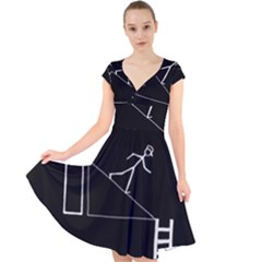 Drawing Cap Sleeve Front Wrap Midi Dress by ValentinaDesign