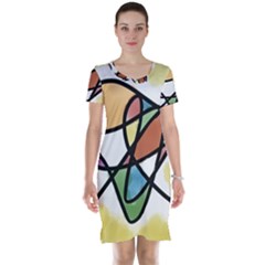 Abstract Art Colorful Short Sleeve Nightdress by Modern2018