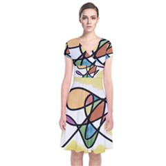 Abstract Art Colorful Short Sleeve Front Wrap Dress by Modern2018