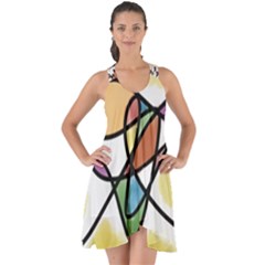 Abstract Art Colorful Show Some Back Chiffon Dress by Modern2018