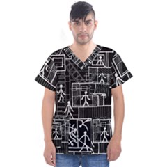 Drawing Men s V-neck Scrub Top