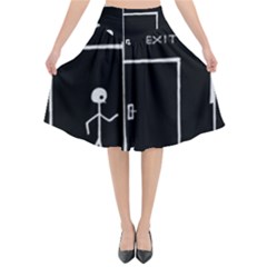 Drawing Flared Midi Skirt