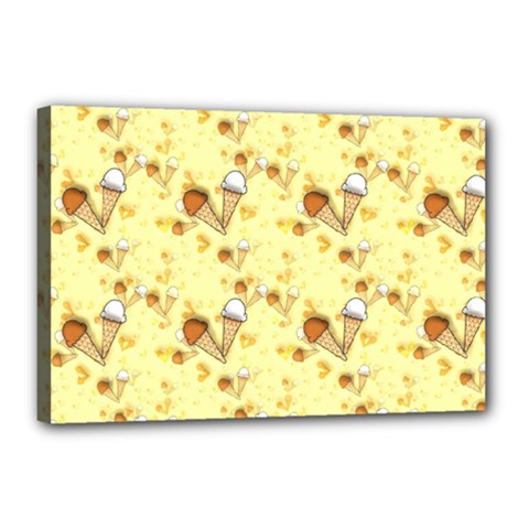 Funny Sunny Ice Cream Cone Cornet Yellow Pattern  Canvas 18  X 12  by yoursparklingshop