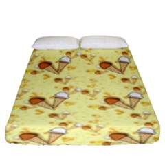 Funny Sunny Ice Cream Cone Cornet Yellow Pattern  Fitted Sheet (king Size) by yoursparklingshop