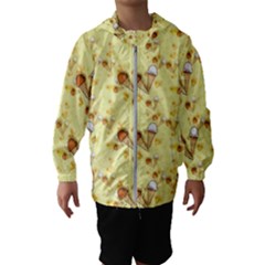 Funny Sunny Ice Cream Cone Cornet Yellow Pattern  Hooded Wind Breaker (kids) by yoursparklingshop
