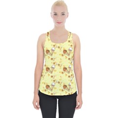 Funny Sunny Ice Cream Cone Cornet Yellow Pattern  Piece Up Tank Top by yoursparklingshop