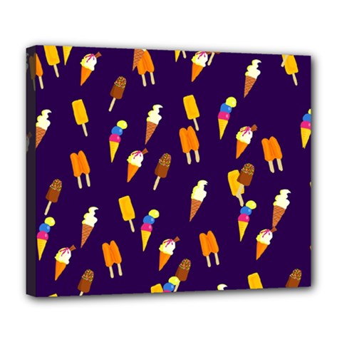 Ice Cream Cone Cornet Blue Summer Season Food Funny Pattern Deluxe Canvas 24  X 20   by yoursparklingshop