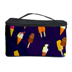 Ice Cream Cone Cornet Blue Summer Season Food Funny Pattern Cosmetic Storage Case by yoursparklingshop