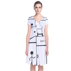 Drawing Short Sleeve Front Wrap Dress by ValentinaDesign