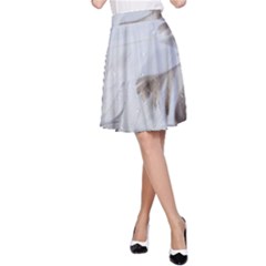 Feather Brown Gray White Natural Photography Elegant A-line Skirt