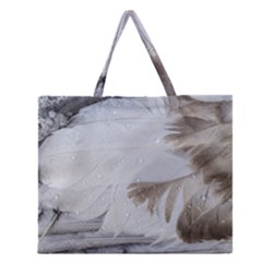 Feather Brown Gray White Natural Photography Elegant Zipper Large Tote Bag by yoursparklingshop