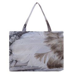 Feather Brown Gray White Natural Photography Elegant Zipper Medium Tote Bag by yoursparklingshop