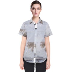 Feather Brown Gray White Natural Photography Elegant Women s Short Sleeve Shirt