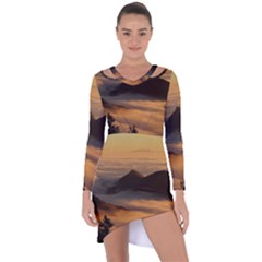 Homberg Clouds Selva Marine Asymmetric Cut-Out Shift Dress