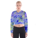 Abstract Blue Texture Pattern Cropped Sweatshirt View1
