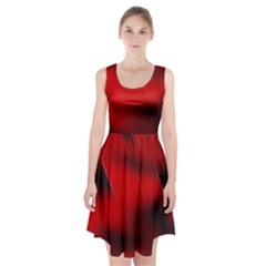 Red Black Abstract Racerback Midi Dress