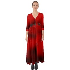 Red Black Abstract Button Up Boho Maxi Dress