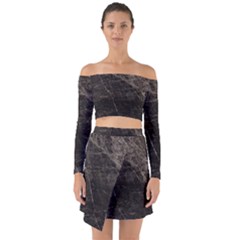 Marble Tiles Rock Stone Statues Off Shoulder Top With Skirt Set by Simbadda