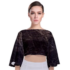 Marble Tiles Rock Stone Statues Tie Back Butterfly Sleeve Chiffon Top by Simbadda