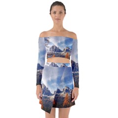 Dolomites Mountains Italy Alpine Off Shoulder Top With Skirt Set