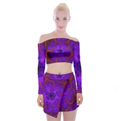 Fractal Mandelbrot Off Shoulder Top With Mini Skirt Set by Simbadda