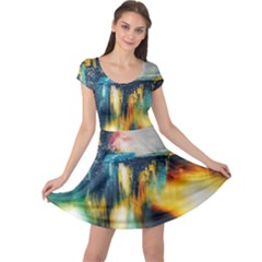 Art Painting Abstract Yangon Cap Sleeve Dress by Simbadda