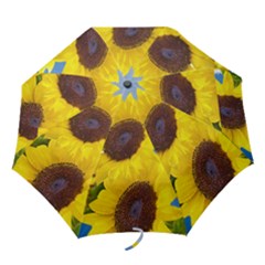 Sunflower Floral Yellow Blue Sky Flowers Photography Folding Umbrellas by yoursparklingshop