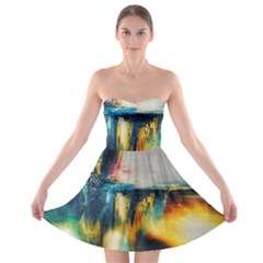 Art Painting Abstract Yangon Strapless Bra Top Dress by Simbadda