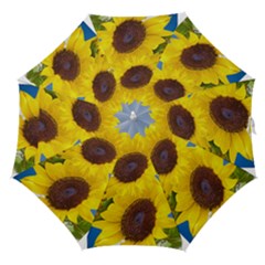 Sunflower Floral Yellow Blue Sky Flowers Photography Straight Umbrellas by yoursparklingshop