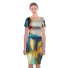 Art Painting Abstract Yangon Classic Short Sleeve Midi Dress by Simbadda