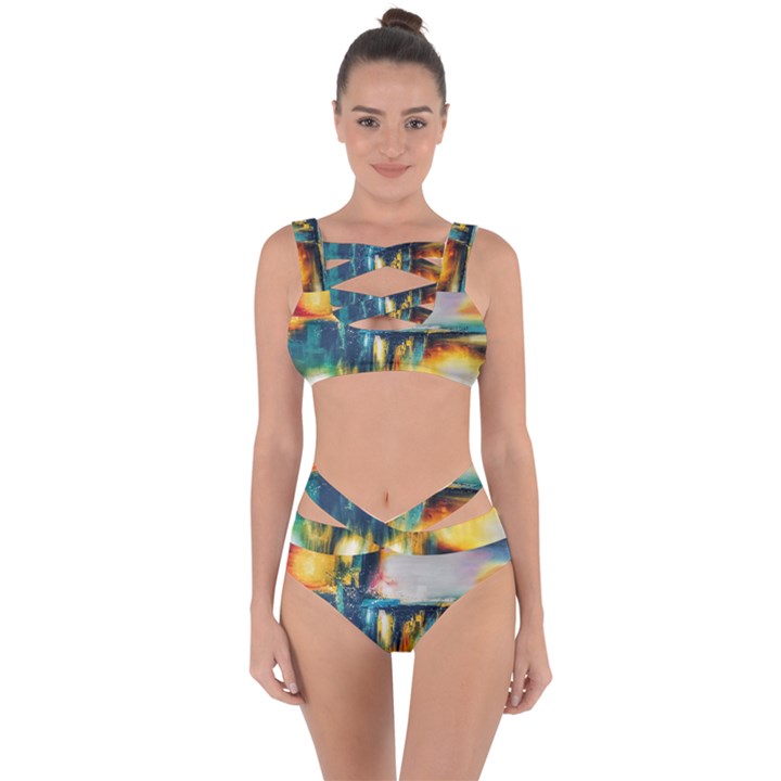 Art Painting Abstract Yangon Bandaged Up Bikini Set 