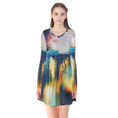 Art Painting Abstract Yangon Flare Dress by Simbadda