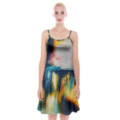 Art Painting Abstract Yangon Spaghetti Strap Velvet Dress by Simbadda