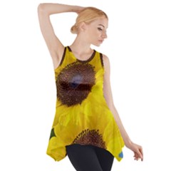 Sunflower Floral Yellow Blue Sky Flowers Photography Side Drop Tank Tunic by yoursparklingshop