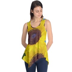 Sunflower Floral Yellow Blue Sky Flowers Photography Sleeveless Tunic by yoursparklingshop